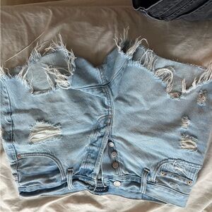 Aeropostale Light Blue Frayed Denim Shorts